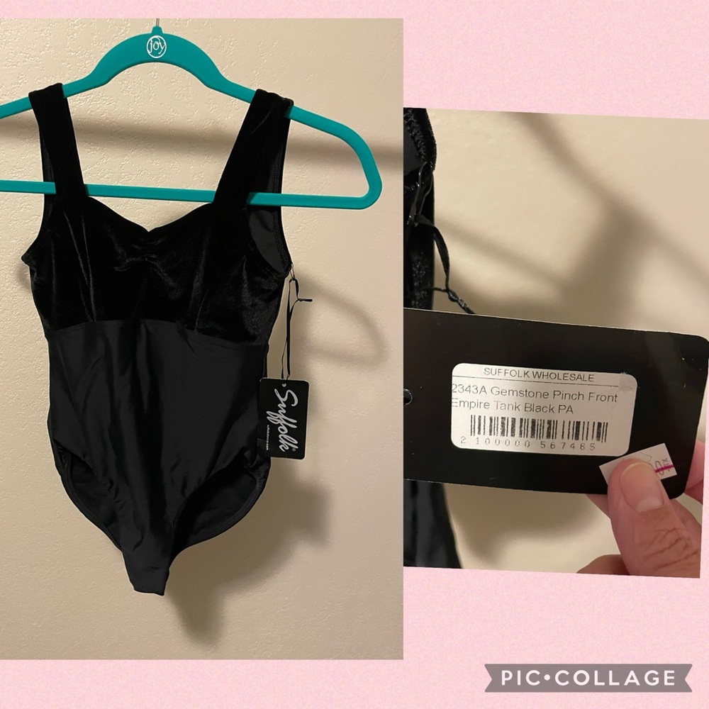 Suffolk Black Pinch Front Leotard xsmall